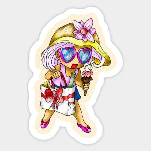 cute girl beach bum Sticker